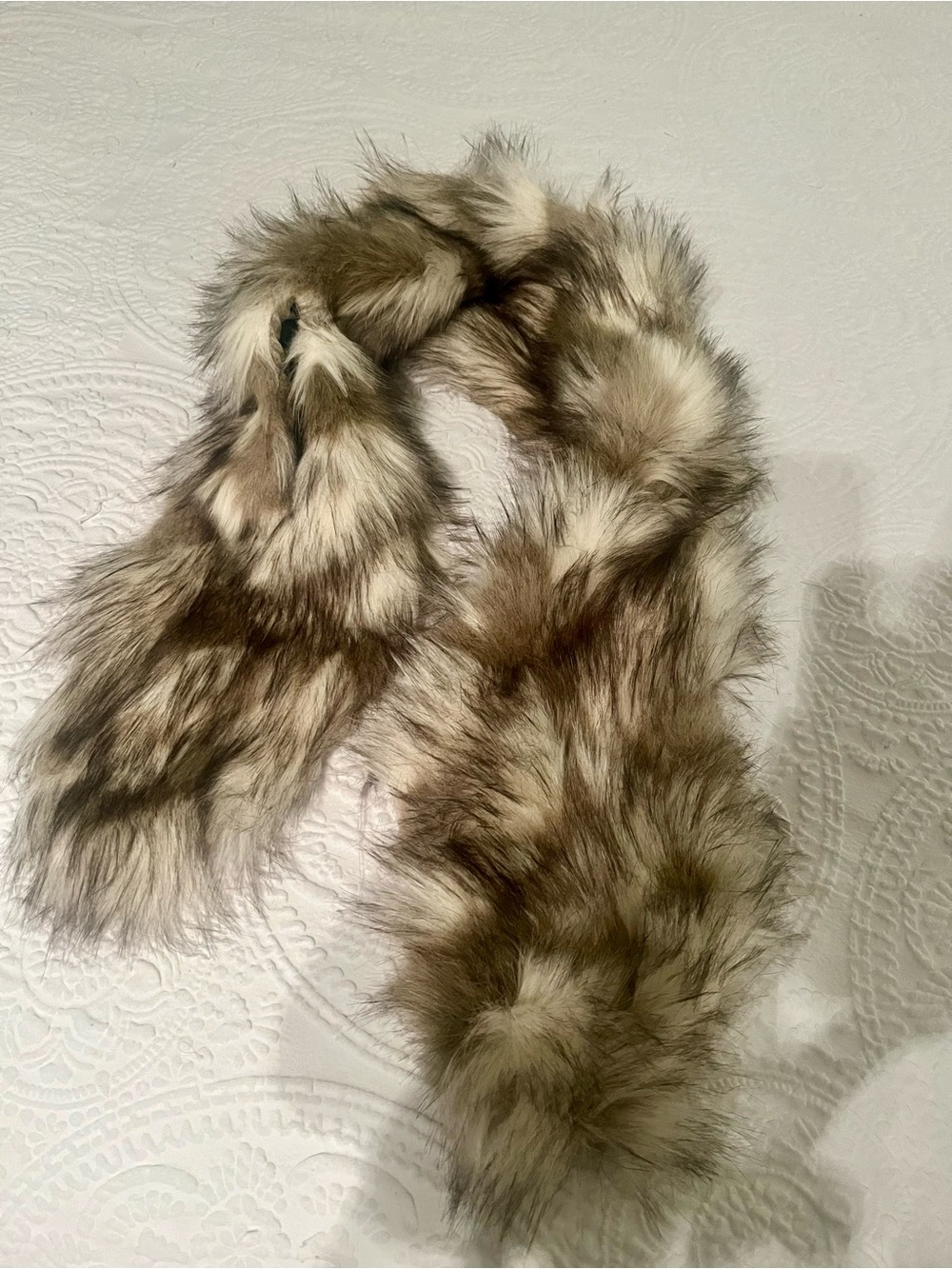 Babaton Faux Fur Scarf in Brown and Cream Tones